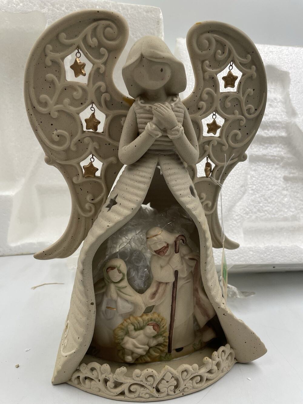 Origins From Roman, Inc “Heavenly Blessings” Angel #21566 With Built In Nativity